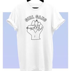 Girl Gang Proud Women Empowerment White Graphic Crew Neck T-Shirt